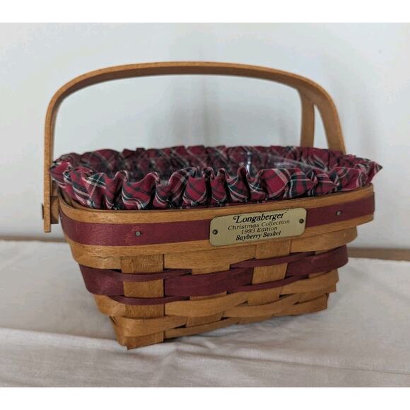 Vintage Longaberger 1993 Bayberry Basket Christmas Collection With Liner - Picture 1 of 12